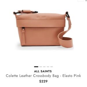 NWOT All Saints Elasto Pink Leather Crossbody Bag